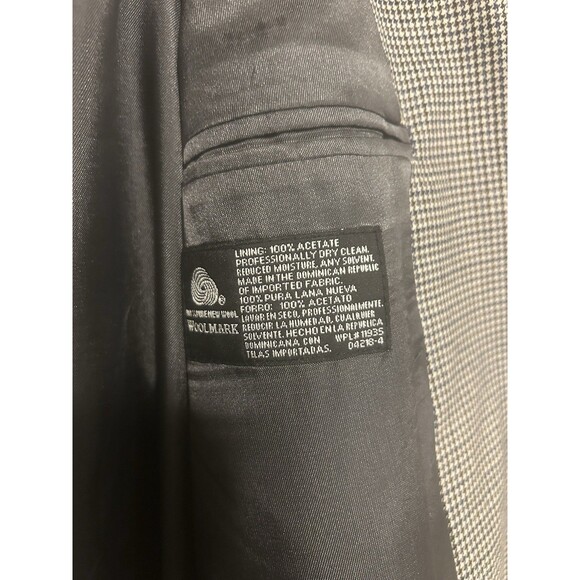 Stafford Men's Blazer Sport Coat Size 46L 100% Wool Black Beige Tweed 3-Button - Picture 4 of 6